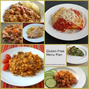 Gluten Free Menu Plan Showing Seven Menu Choices Pictured