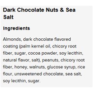KIND Dark Chocolate Bar Nuts and Sea Salt Bar - Ingredients